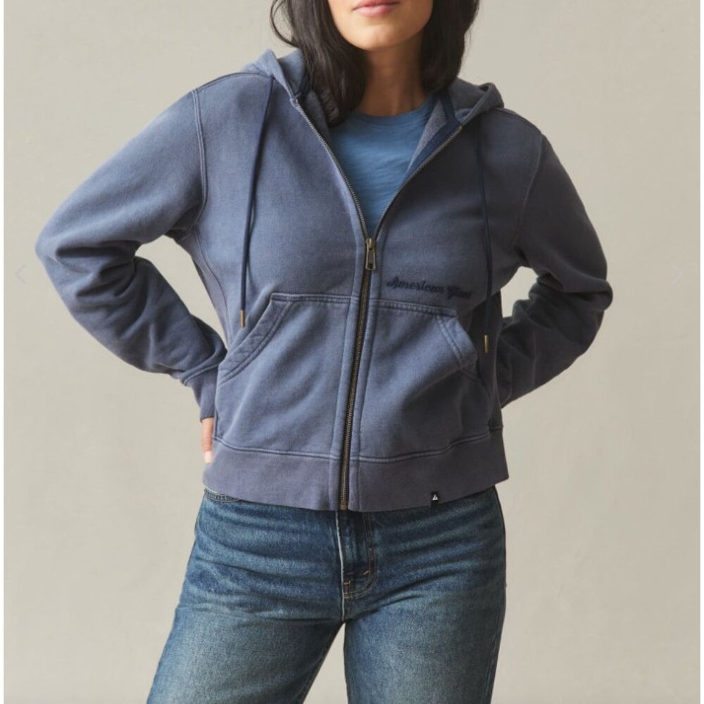 NEW American Giant Women Small Vintage Wash Relaxed Classic Full Zip Heavyweight